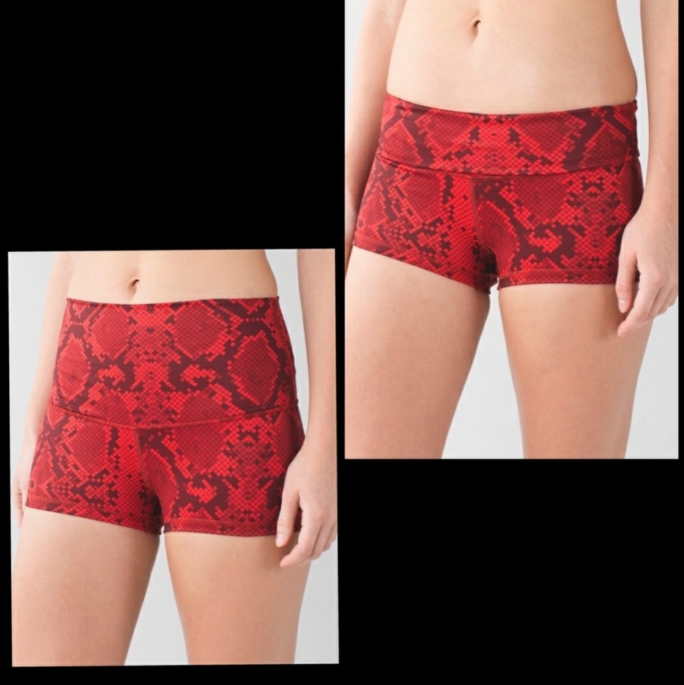 Lululemon Red/Black Snakeskin Boogie Shorts